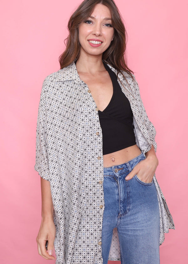 Vintage Patterned Short Sleeve Shirt