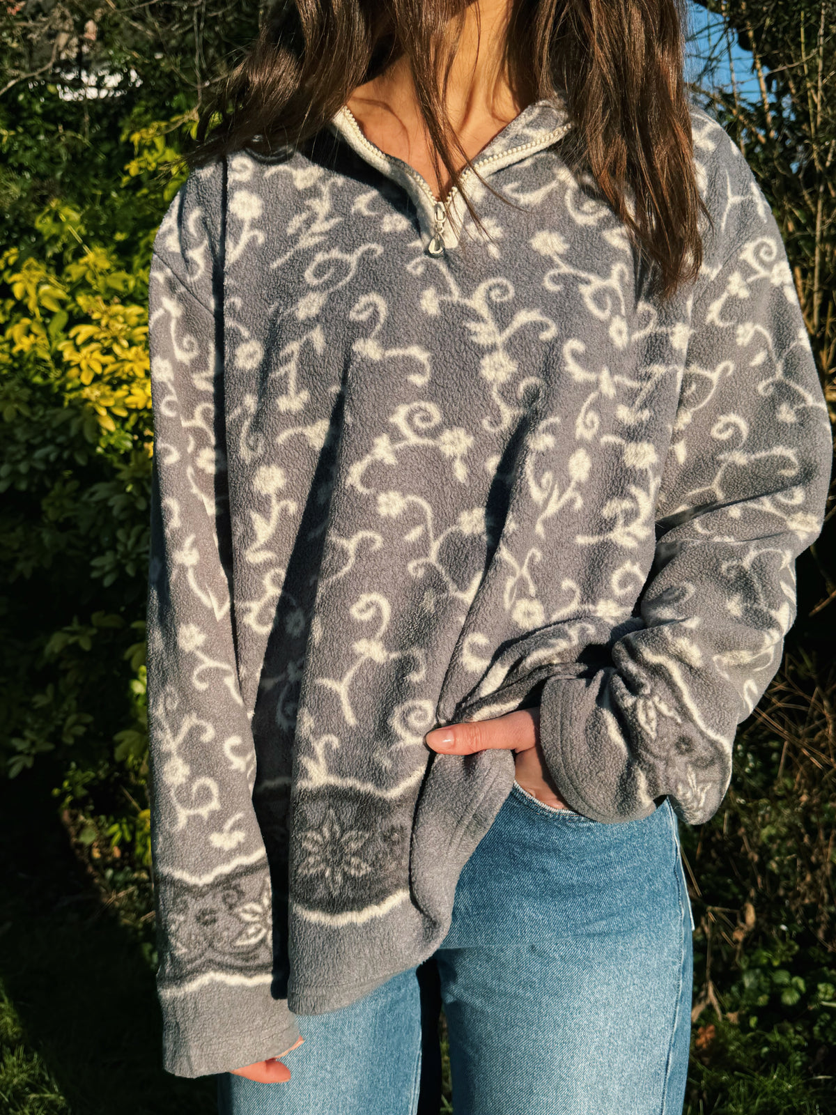 Vintage Patterned 1/4 Zip Fleece