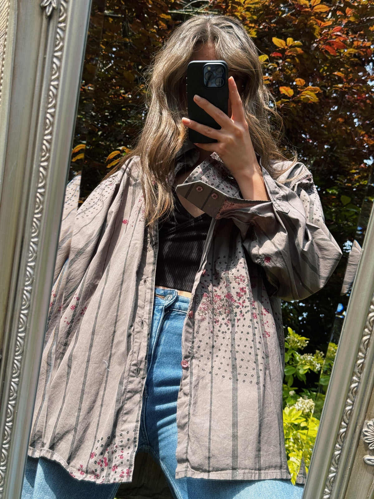 Vintage Patterned Long Sleeve Shirt
