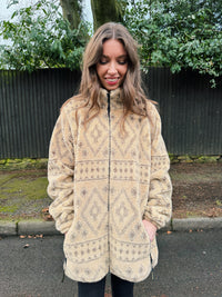 Vintage Patterned Teddy Fleece Jacket