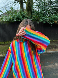 Vintage Multi Colour Rainbow Fleece Pull Over