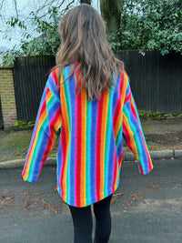 Vintage Multi Colour Rainbow Fleece Pull Over