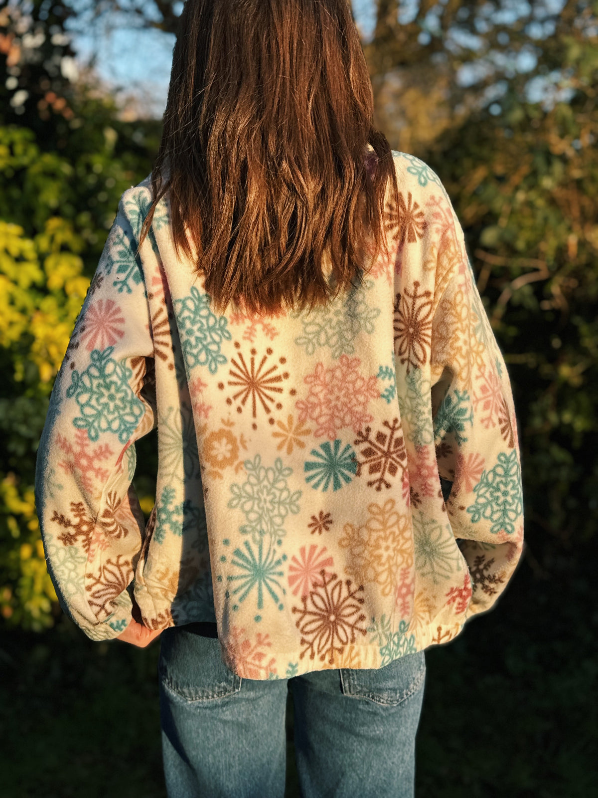 Vintage Patterned Zip Up Fleece