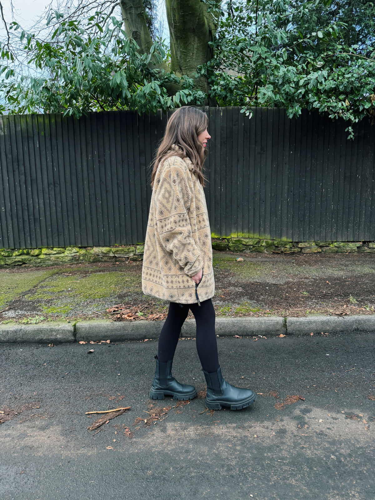 Vintage Patterned Teddy Fleece Jacket