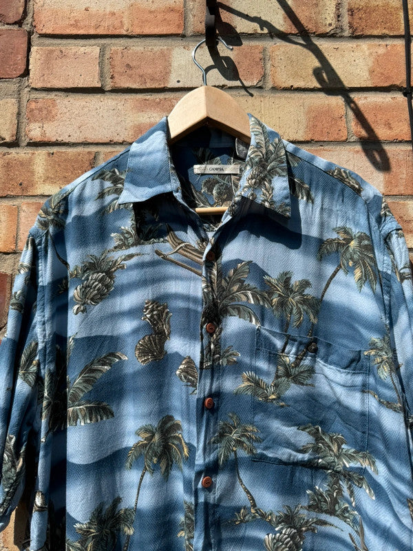 Vintage Tropical Hawaiian Patterned Short Sleeve Shirt