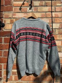 Vintage Patterned V Neck Knitted Jumper