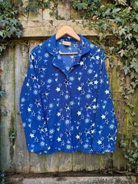 Vintage Star Patterned Button Up Fleece Shirt