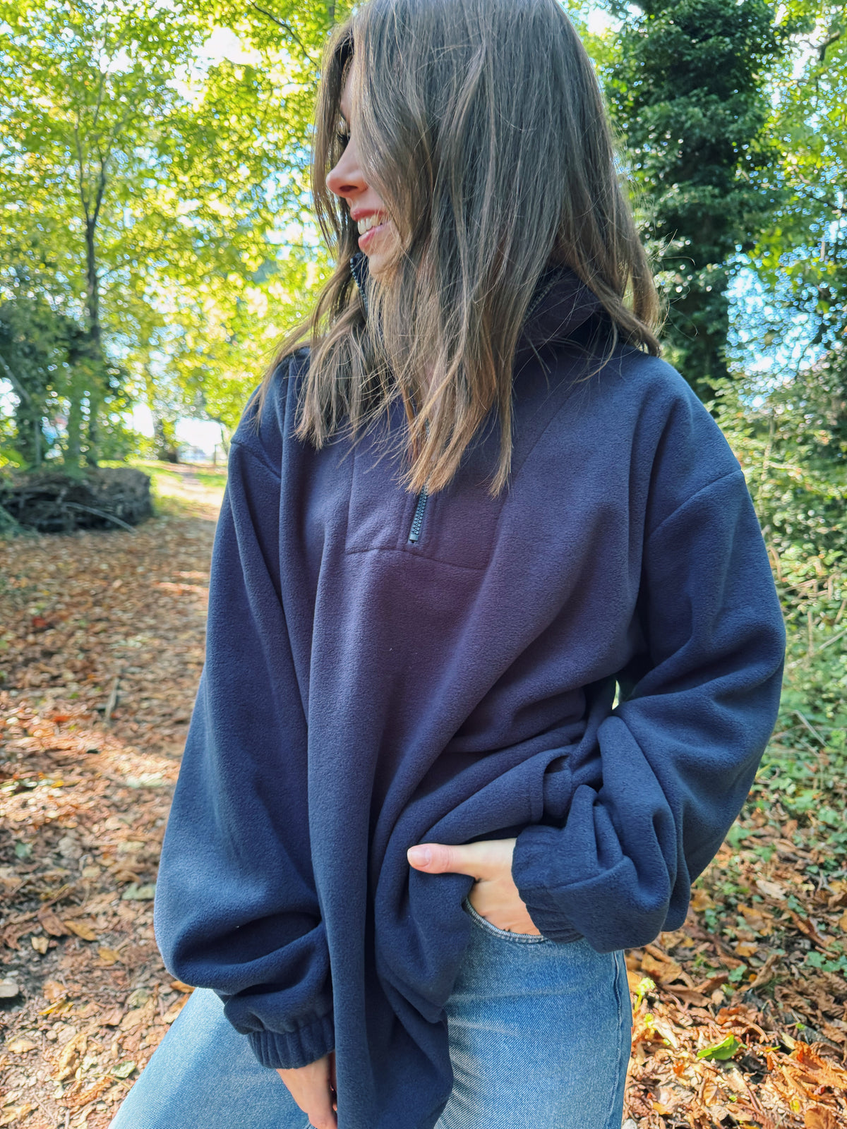 Cosy Midnight Blue 1/4 Zip Fleece Jacket Unisex