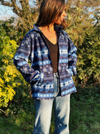 Vintage Patterned Zip Up Fleece