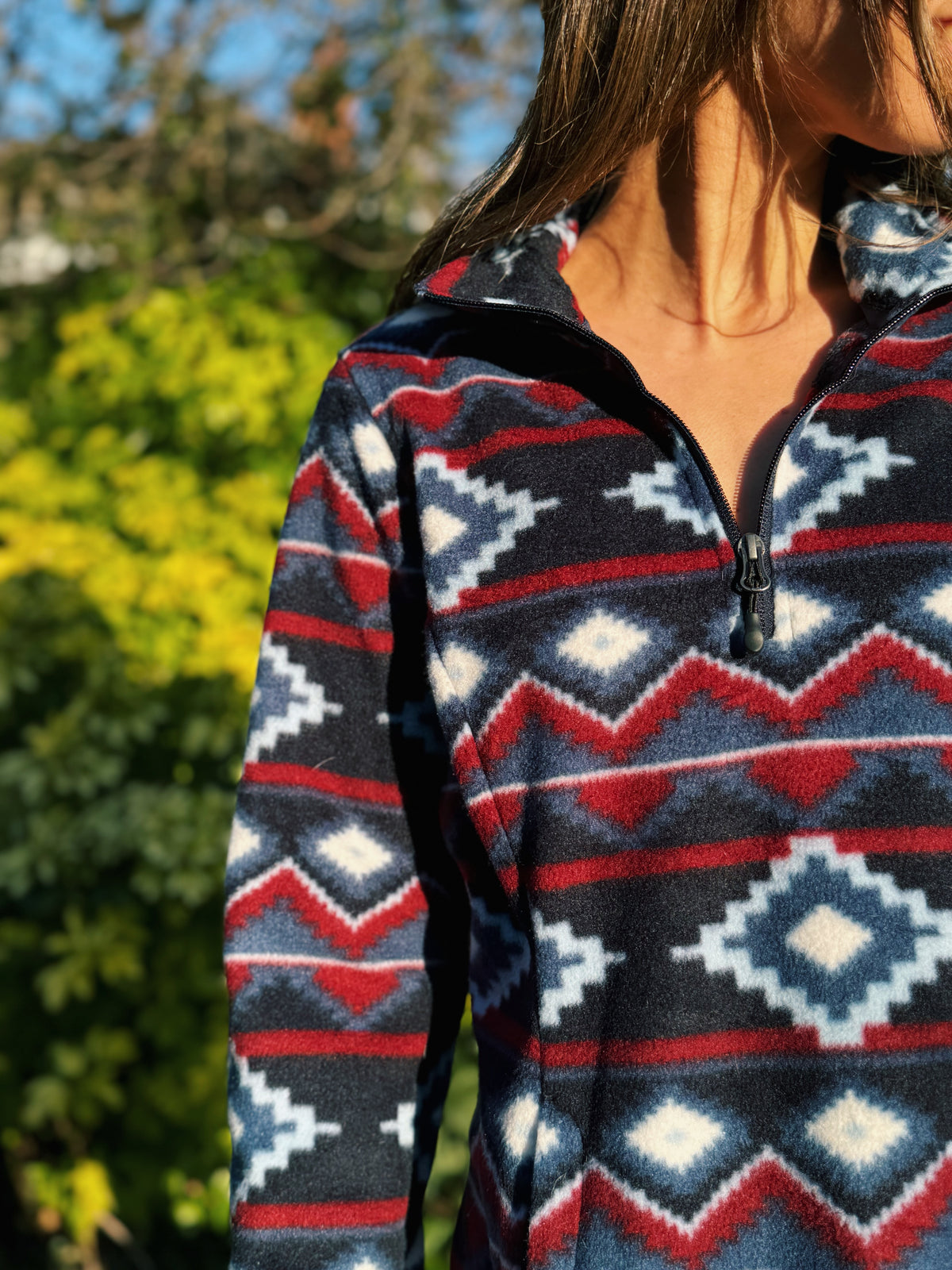 Vintage Patterned 1/4 Zip Fleece