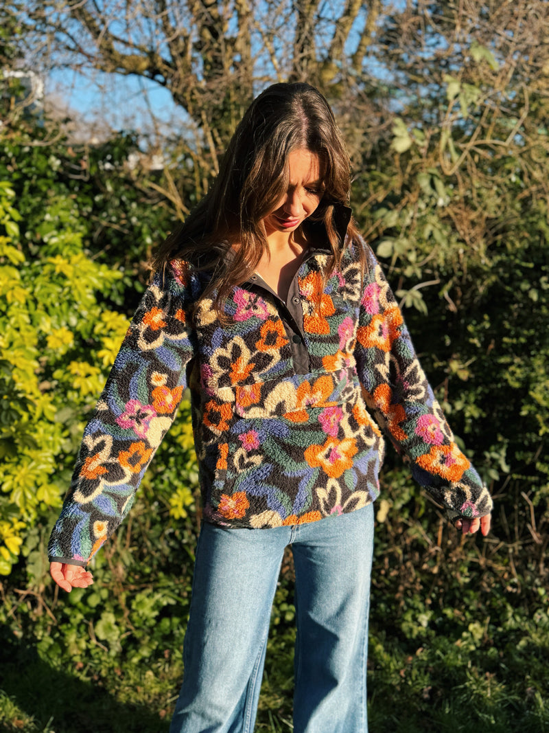 Billabong Colourful Patterned 1/4 Button Teddy Fleece