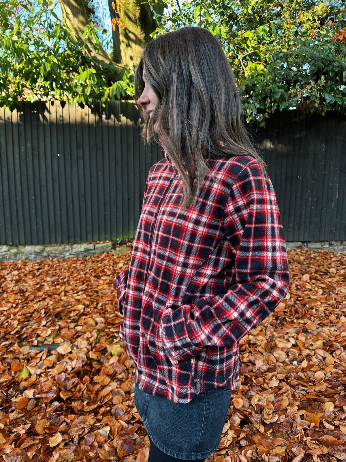 Vintage Check Patterned Zip Up Fleece