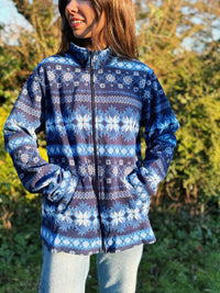 Vintage Patterned Zip Up Fleece