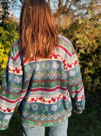 Vintage Patterned Zip Up Fleece