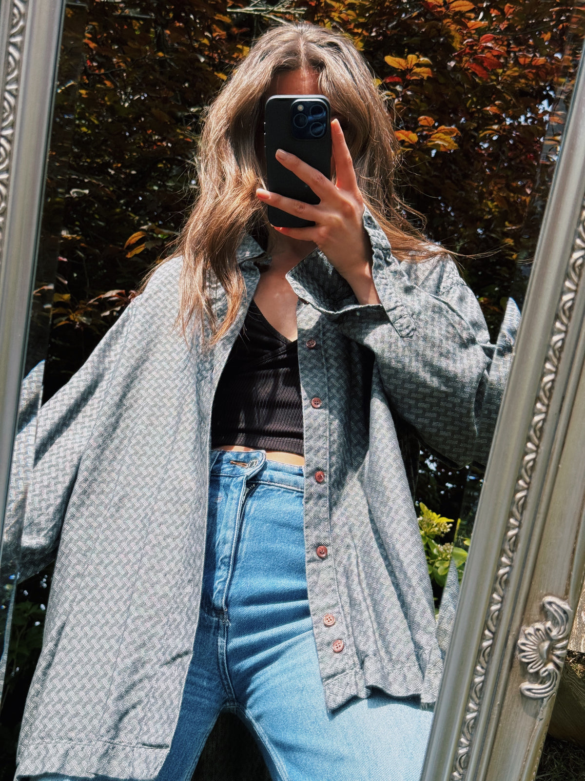 Vintage Patterned Long Sleeve Shirt