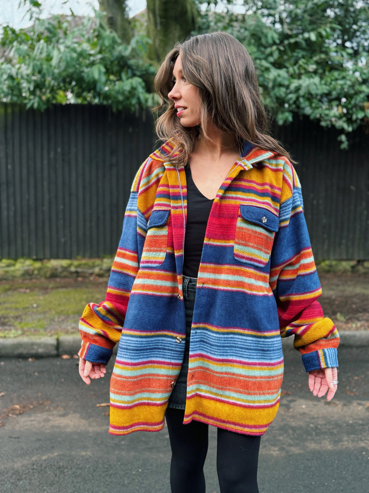 Vintage Multi Colour Striped Fleece Shirt