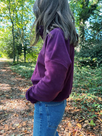 Cosy Mulberry 1/4 Button Cropped Fleece