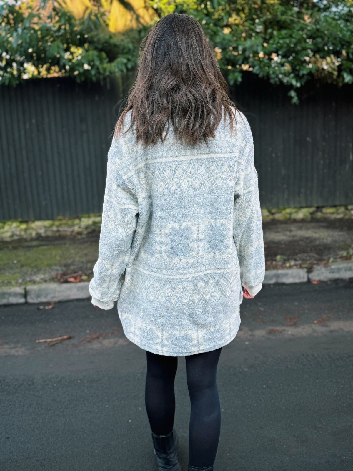 Vintage Patterned 1/4 Zip Teddy Fleece