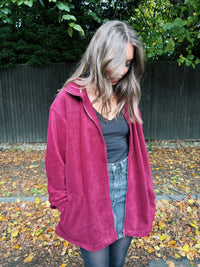 Cosy Burgundy Full Zip Fleece Jacket Unisex