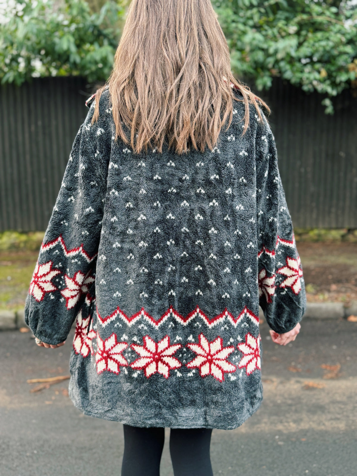 Vintage Patterned Zip Up Teddy Fleece