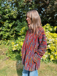 Vintage Multi Colour Patterned 1/4 Zip Teddy Fleece