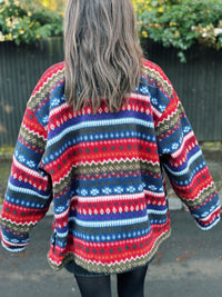 Vintage Patterned Zip Up Fleece