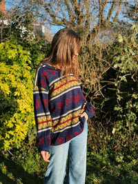 Vintage Patterned Fleece Hoodie