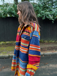 Vintage Multi Colour Striped Fleece Shirt