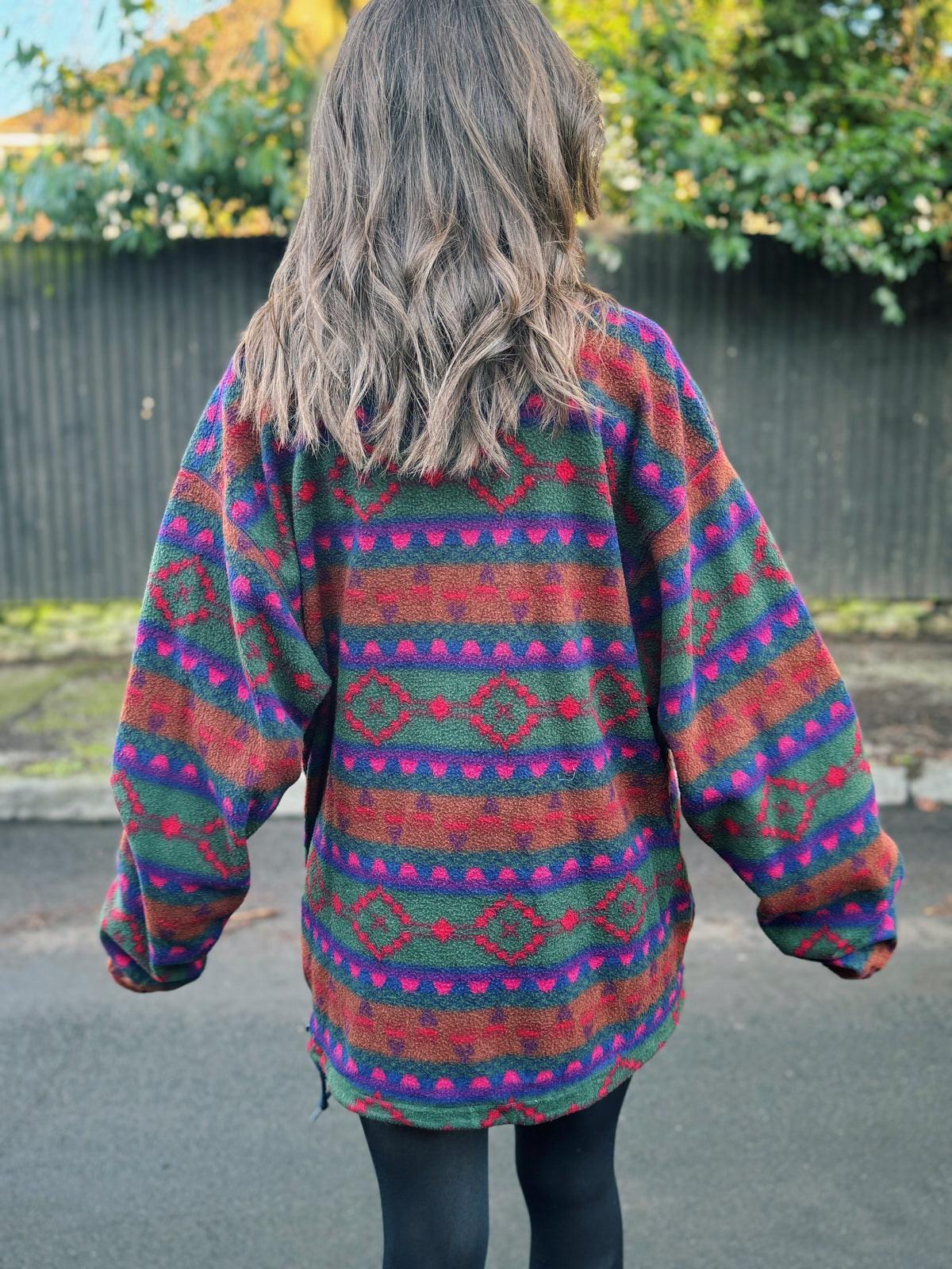 Vintage Multi Colour Patterned 1/4 Zip Fleece