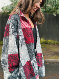 Vintage Paisley Patterned Zip Up Fleece