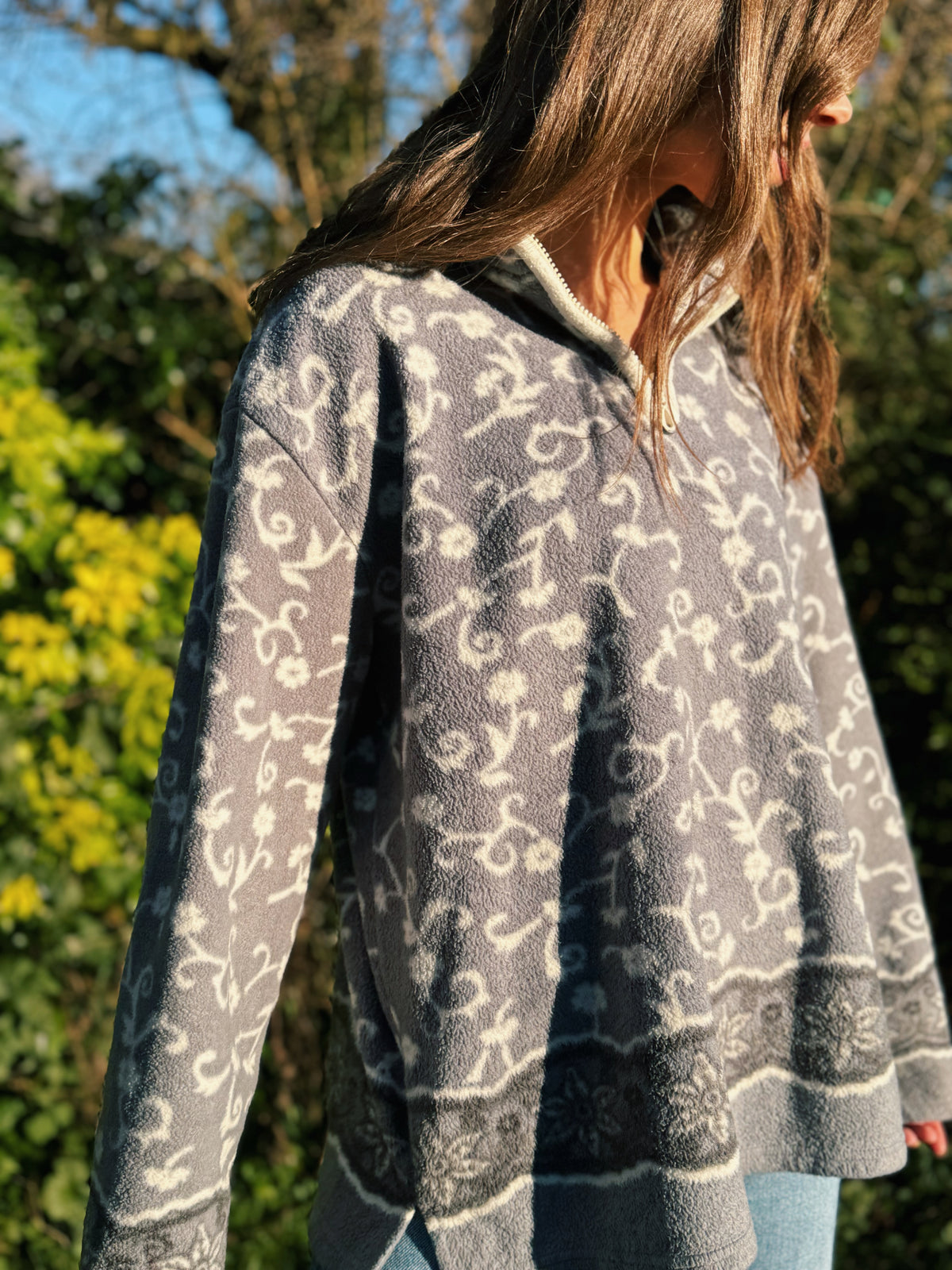 Vintage Patterned 1/4 Zip Fleece