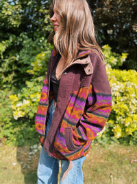 Vintage Patterned Full Zip Fleece Jacket