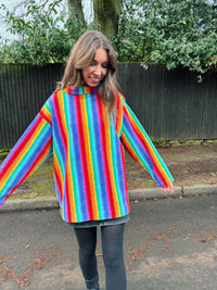 Vintage Multi Colour Rainbow Fleece Pull Over