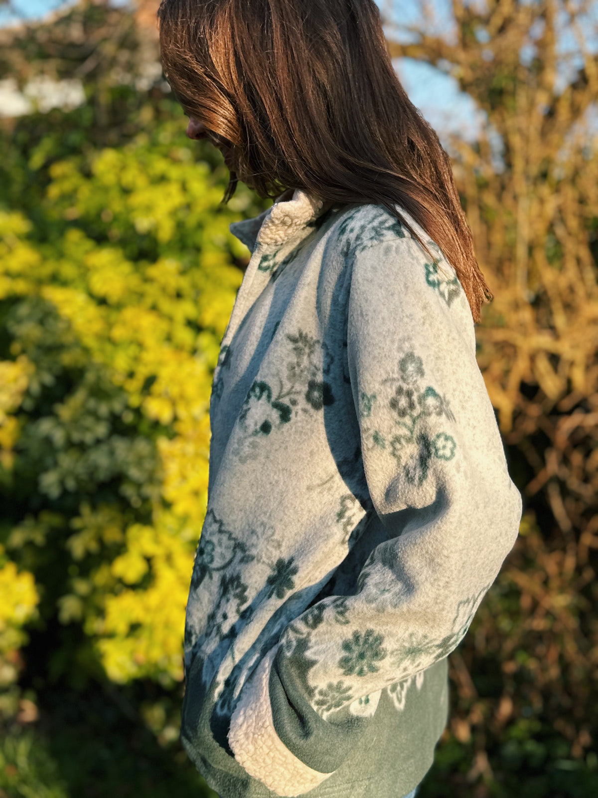 Vintage Patterned Zip Up Fleece