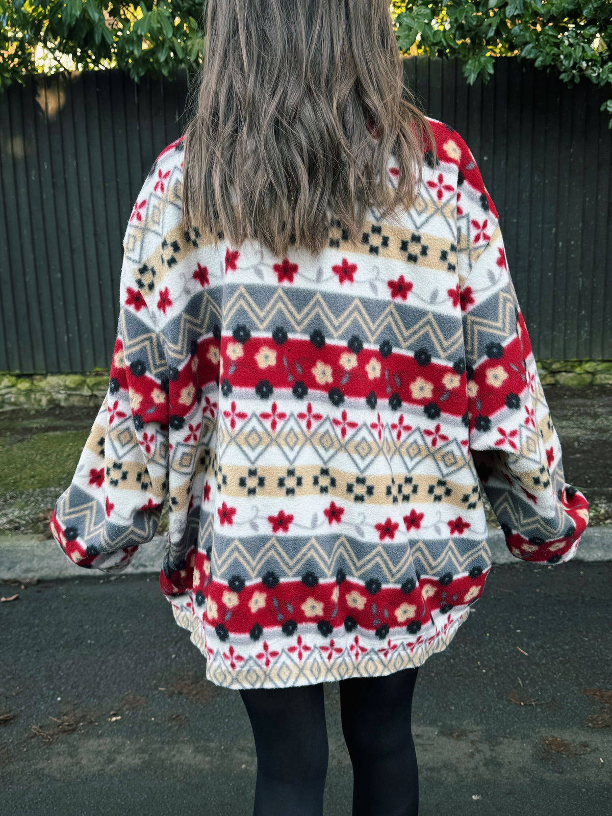 Vintage Patterned Zip Up Fleece