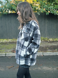 Calvin Klein Check Pattern Teddy Fleece Jacket