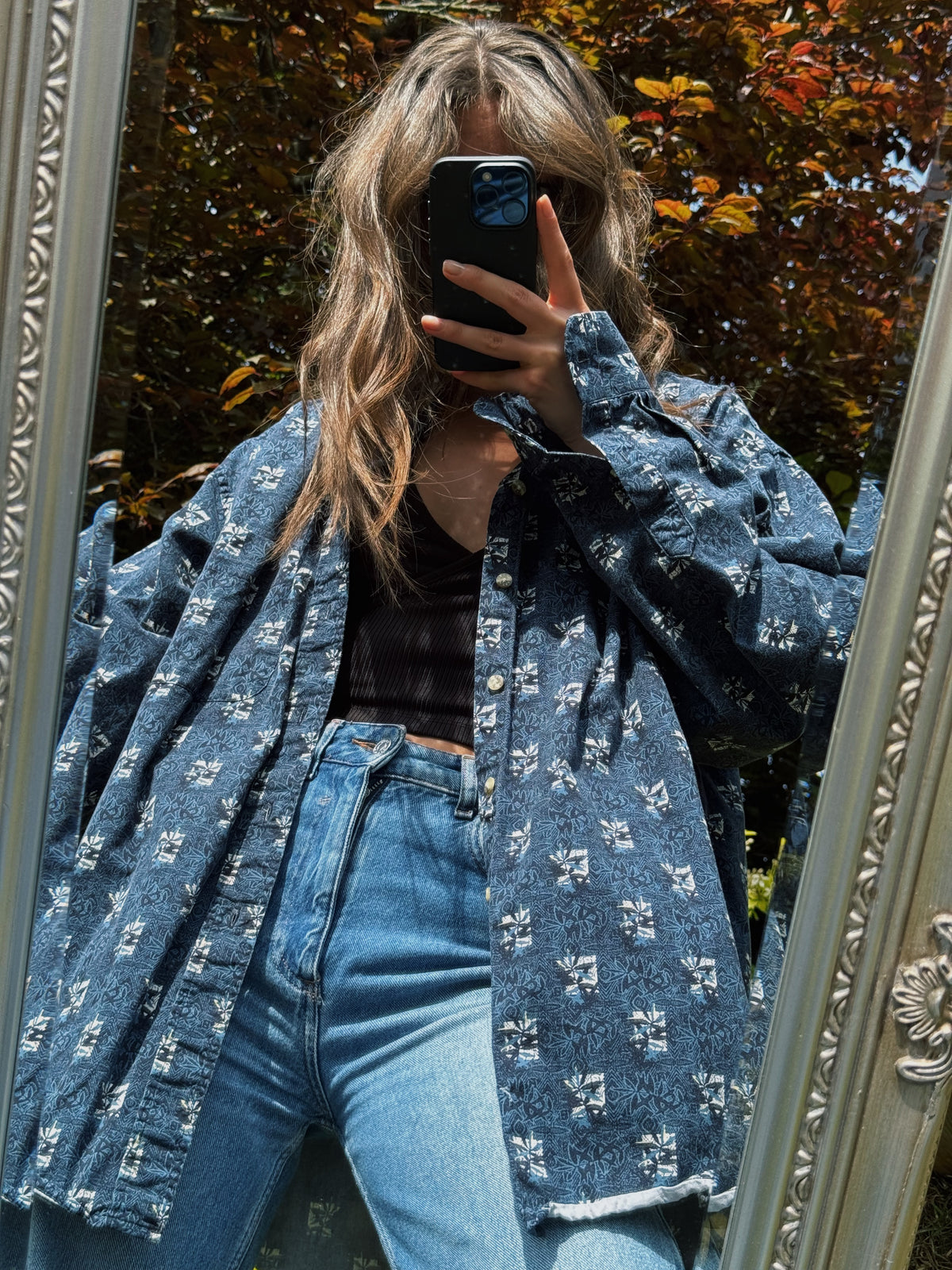 Vintage Patterned Long Sleeve Shirt