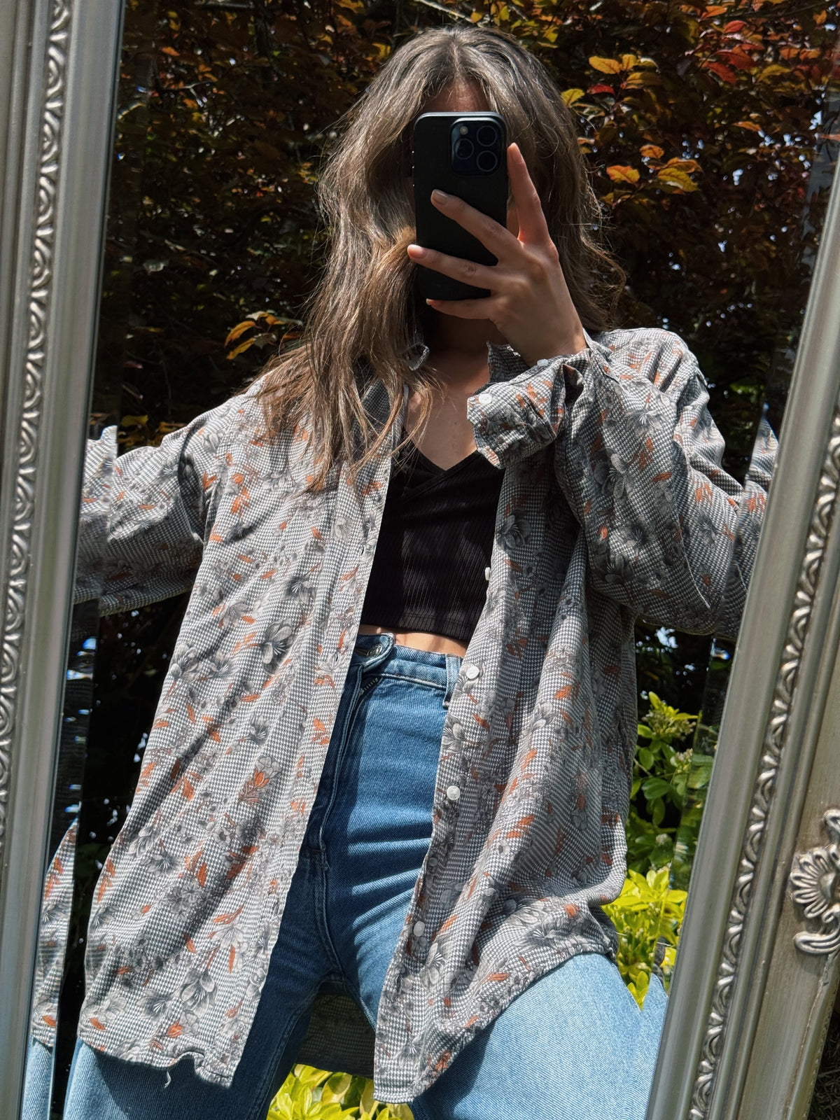 Vintage Patterned Long Sleeve Shirt