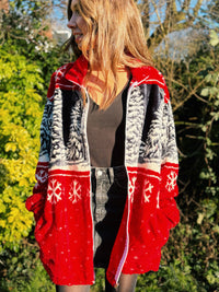 Vintage Patterned Zip Up Teddy Fleece