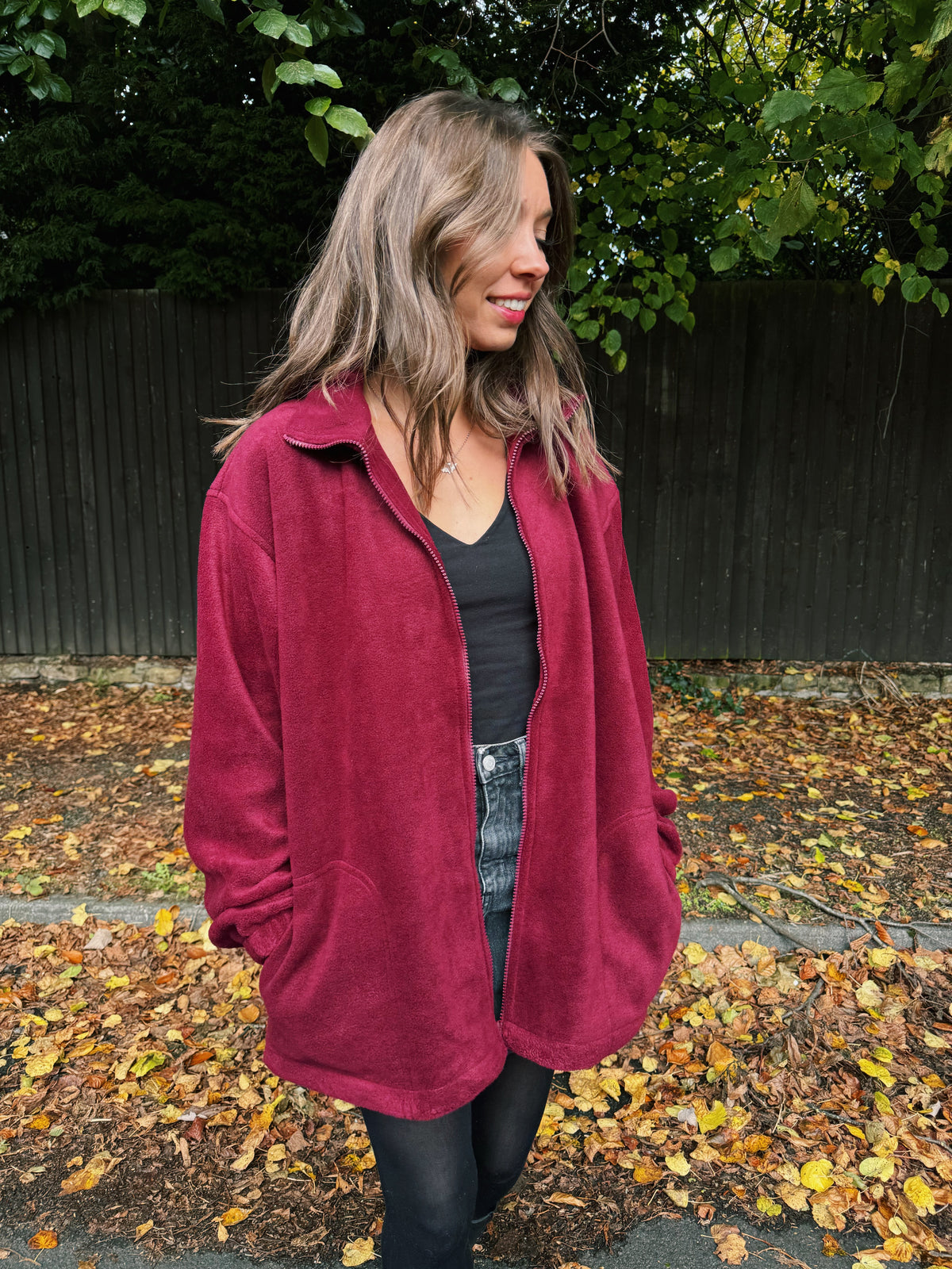 Cosy Burgundy Full Zip Fleece Jacket Unisex