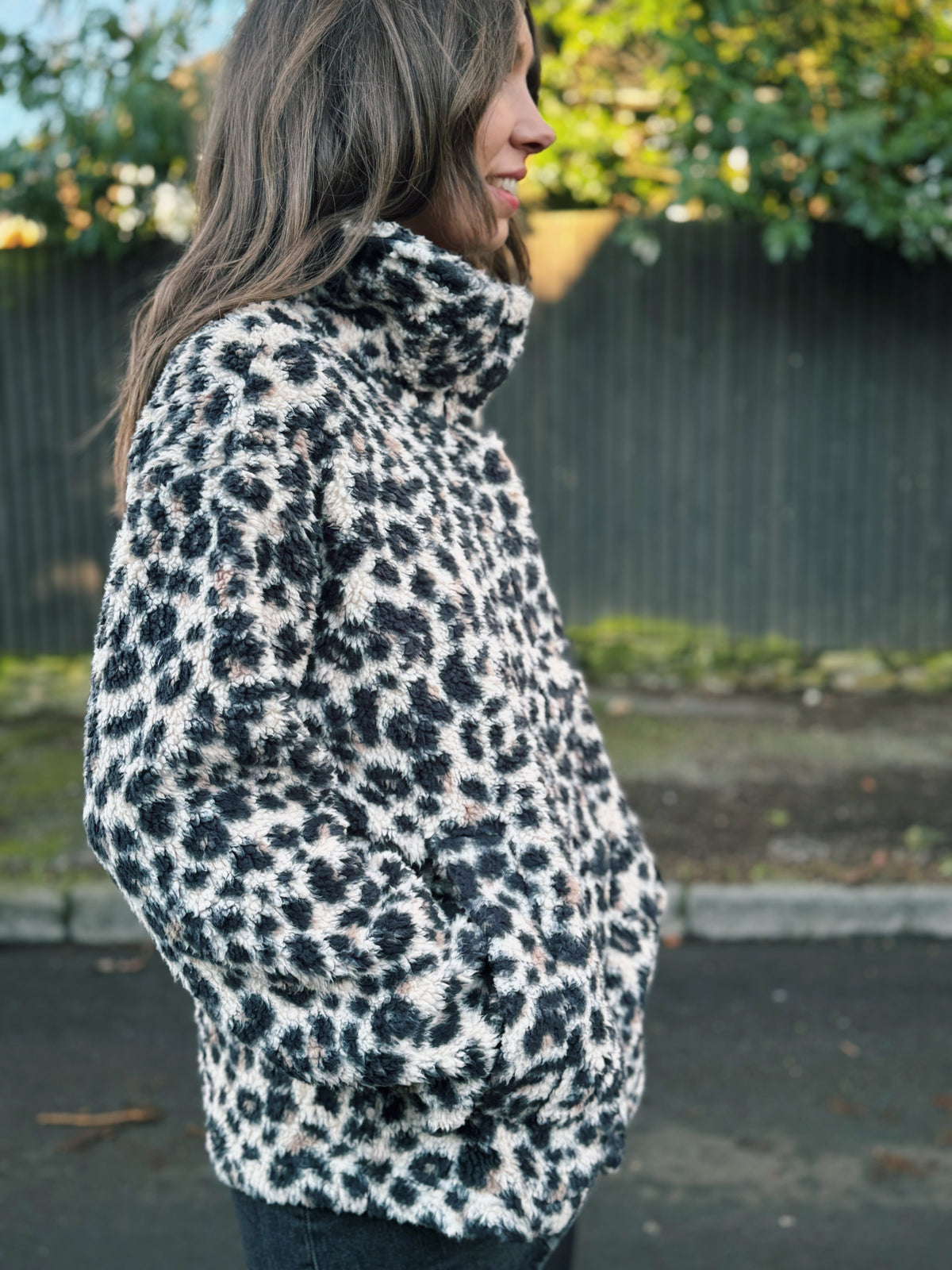 Billabong Leopard Print Teddy Fluffy Fleece