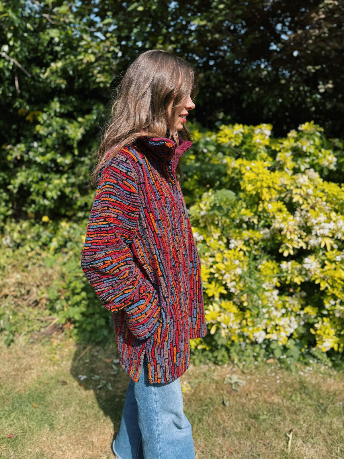 Vintage Multi Colour Patterned 1/4 Zip Teddy Fleece