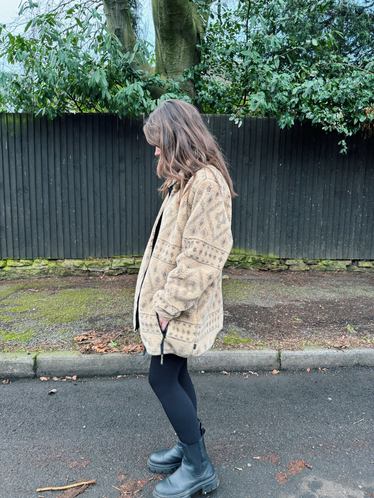 Vintage Patterned Teddy Fleece Jacket