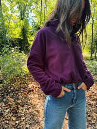 Cosy Mulberry 1/4 Button Cropped Fleece