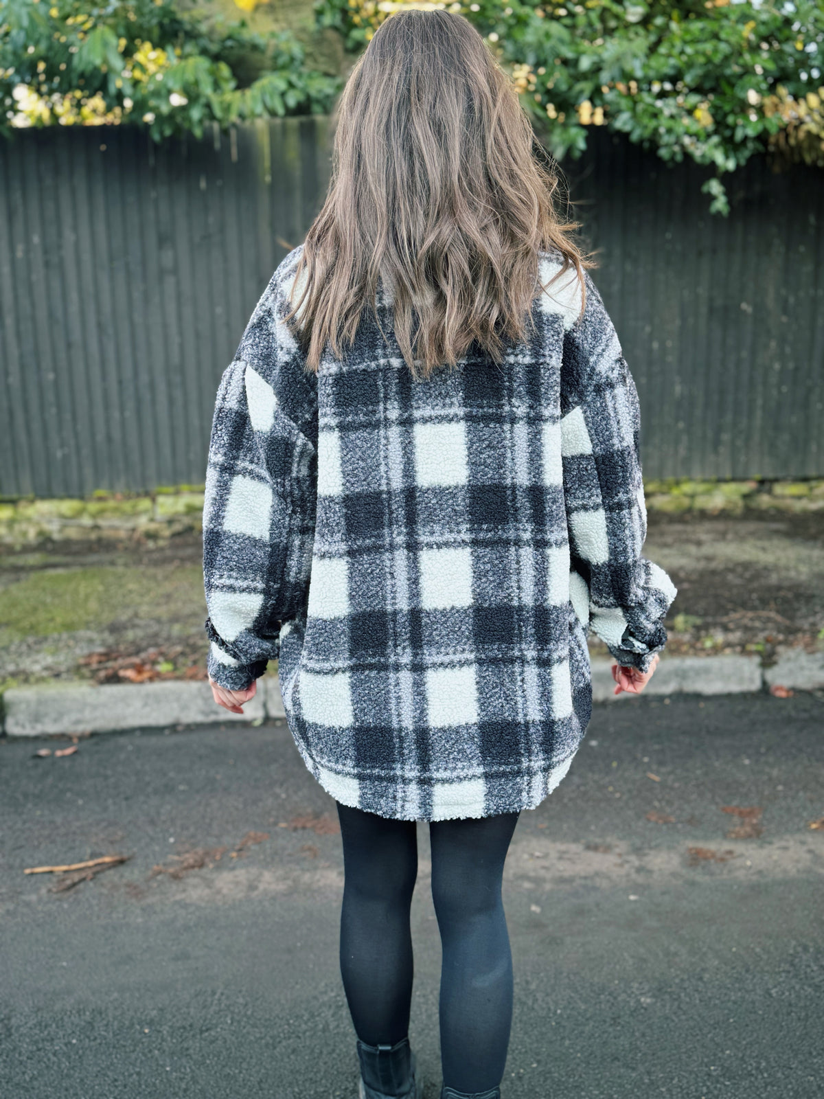 Calvin Klein Check Pattern Teddy Fleece Jacket