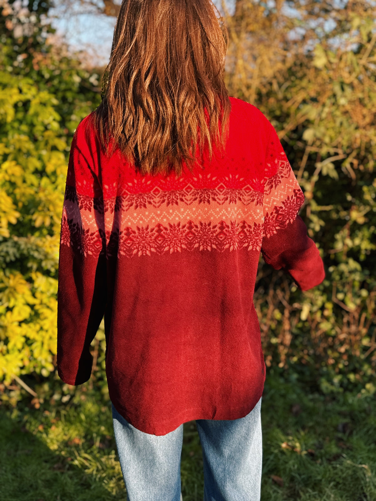 Vintage Patterned Fleece Pull Over