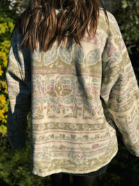 Vintage Pastel Patterned Zip Up Fleece