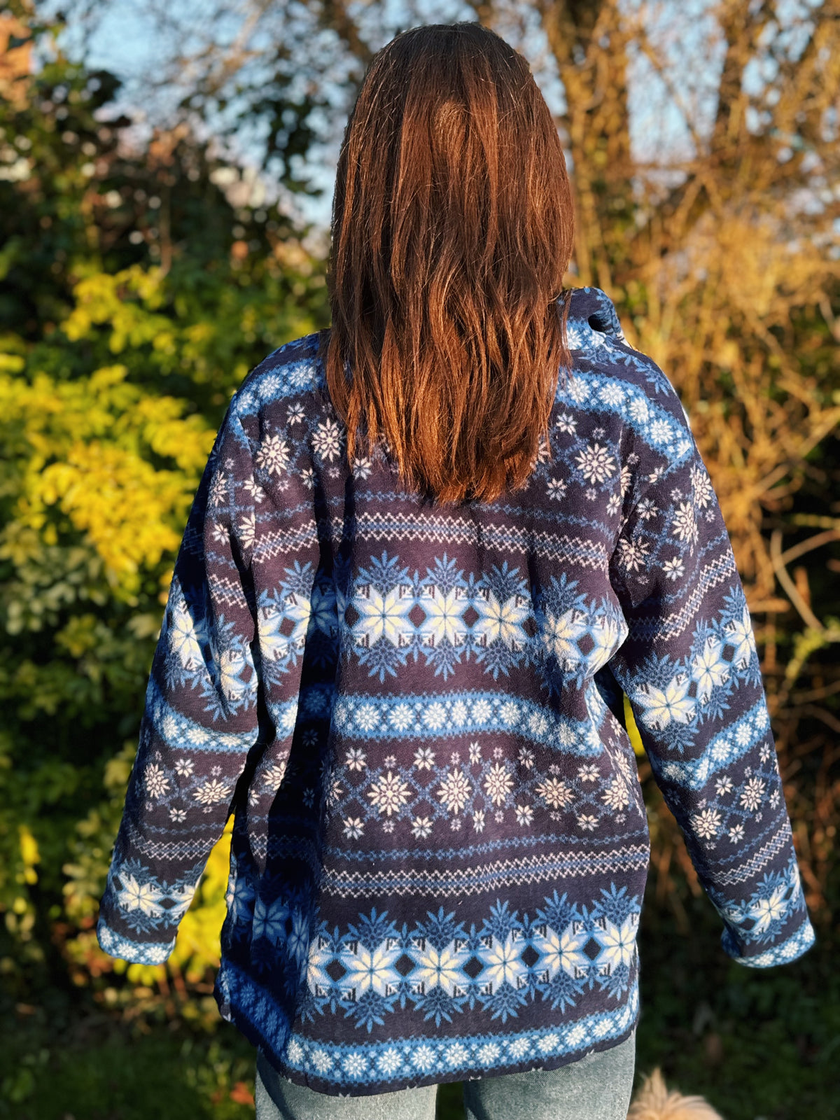 Vintage Patterned Zip Up Fleece