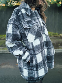 Calvin Klein Check Pattern Teddy Fleece Jacket