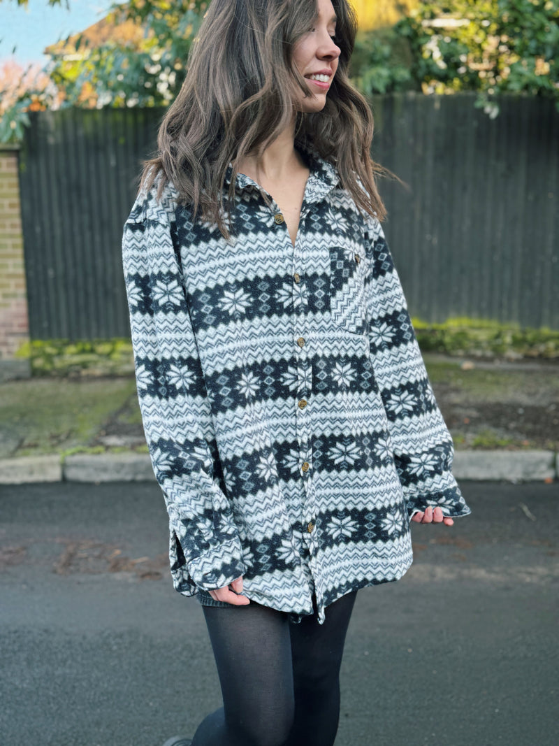 Vintage Patterned Fleece Shirt